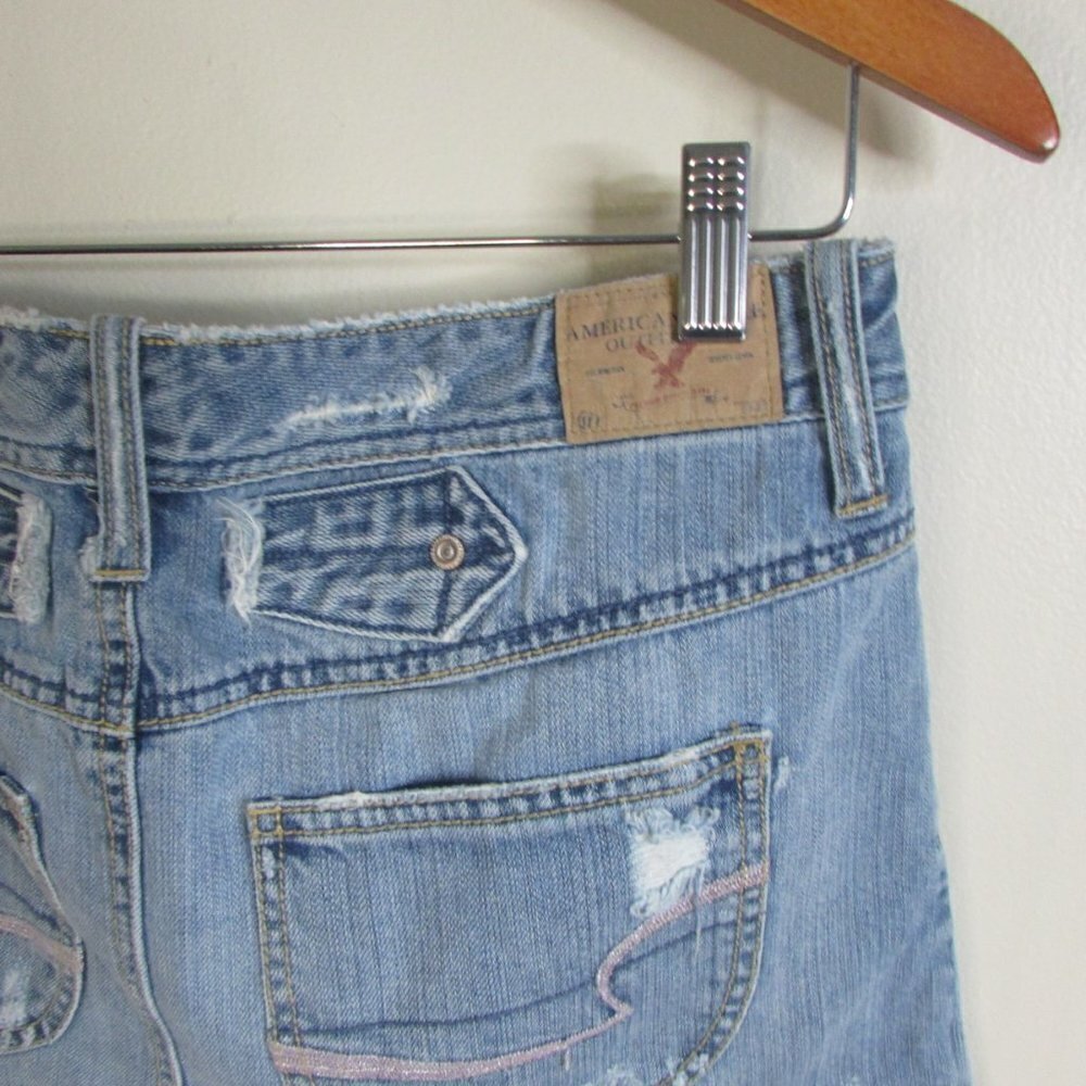 American Eagle Mini Skirt 6 Distressed Denim - Picture 11 of 13